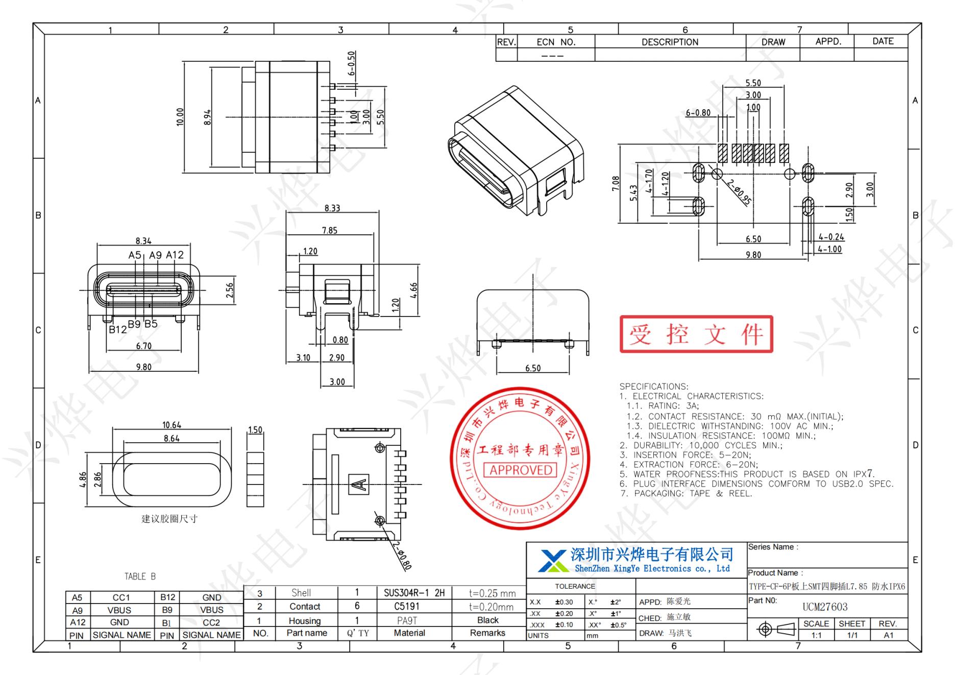 UCM27603 TYPE-CF-6P板上SMT四脚插L7.85 防水IPX6_纯图版_00.jpg